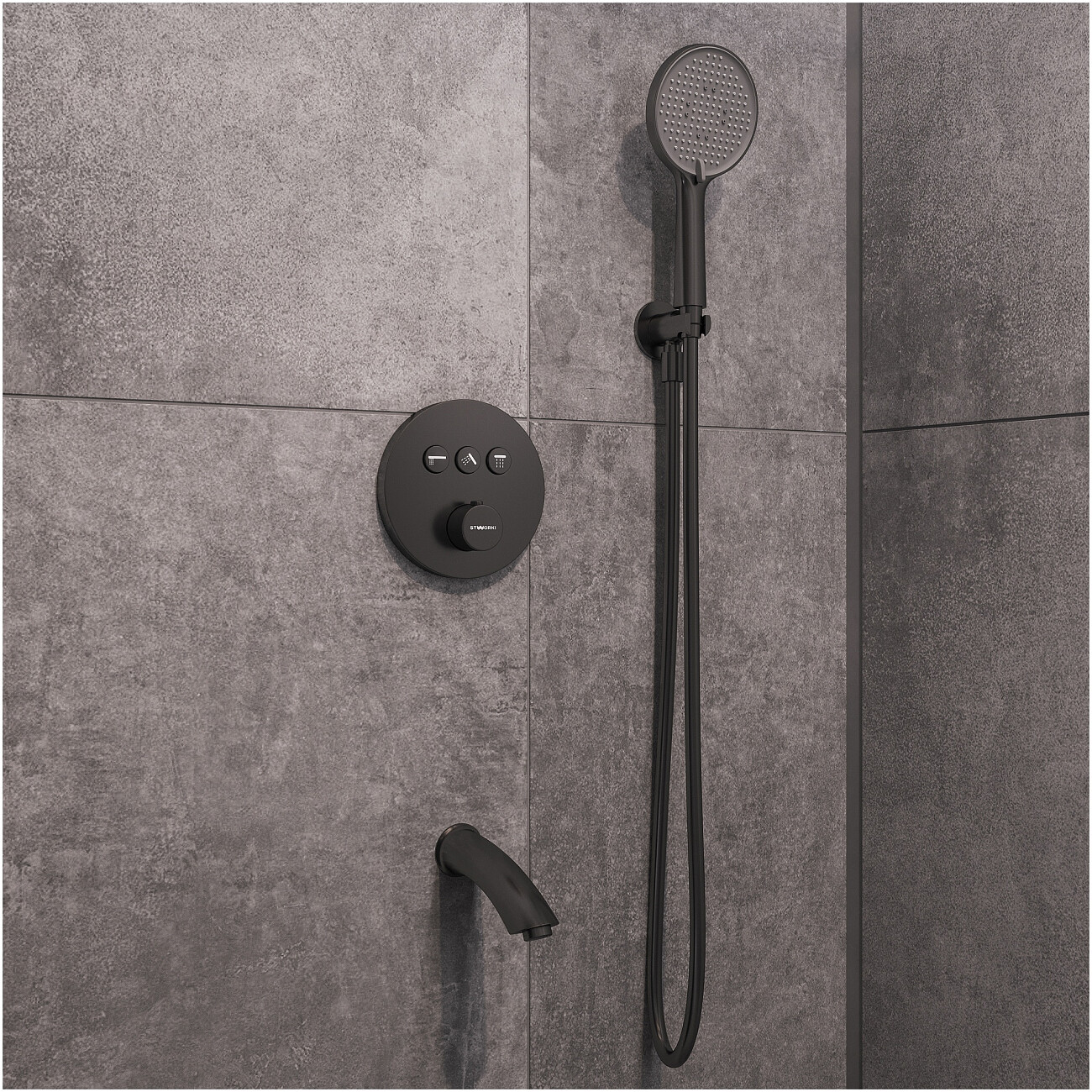 Душевой комплект и изливом вороненая сталь Stworki "Левангер" S07210GB - изображение 9