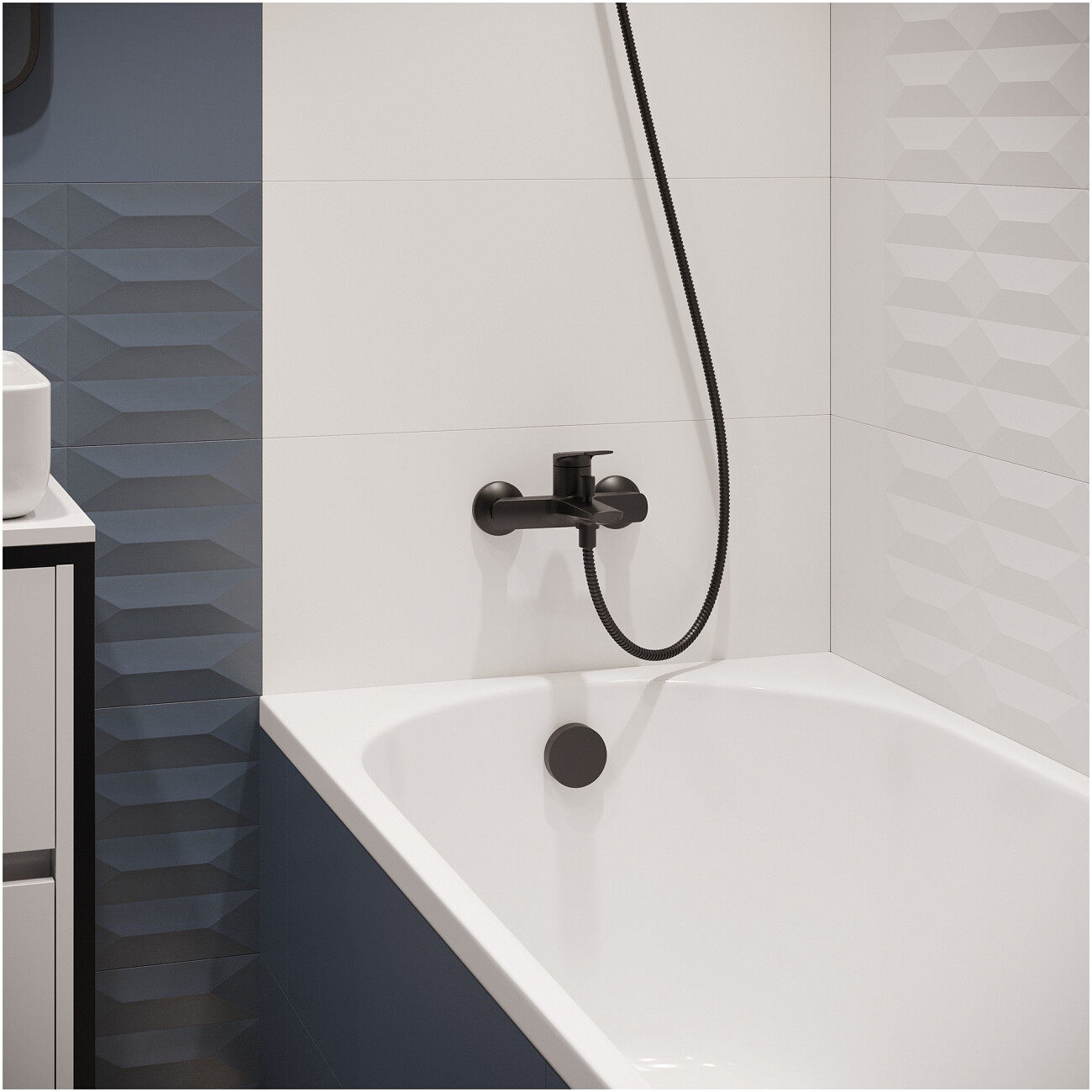 Смеситель для ванны с душем настенный черный Stworki "Вирклунд" S05100BK - изображение 6