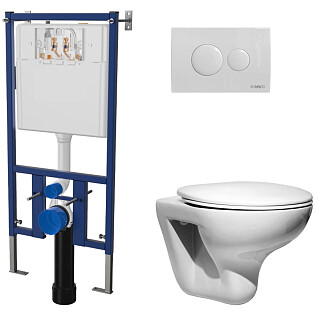 Унитаз подвесной Roca Mateo 346200000 с инсталляцией Diwo 4501 и кнопкой смыва Diwo 7310