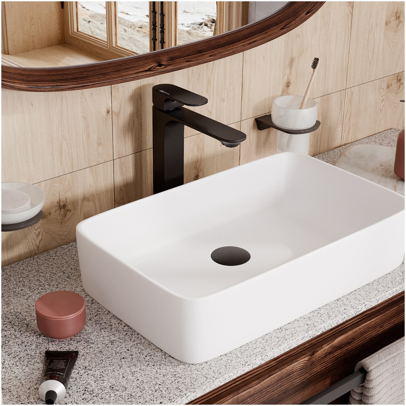 Смеситель для раковины из латуни черный Wasserkraft 7403H - изображение 2