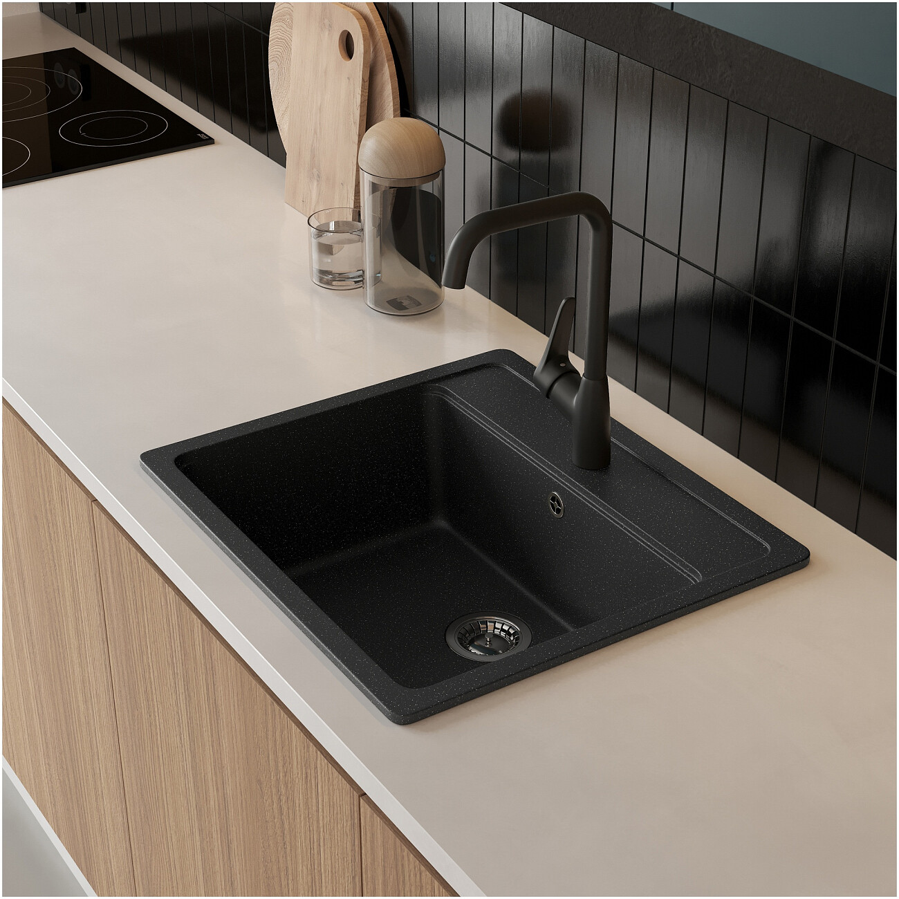 Мойка кухонная черная Domaci "Болонья" М-09-002 - изображение 8