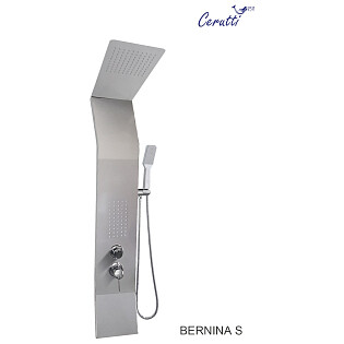 Душевая панель с тропическим душем 136х22 см серебро Cerutti SPA Bernina S CT8983