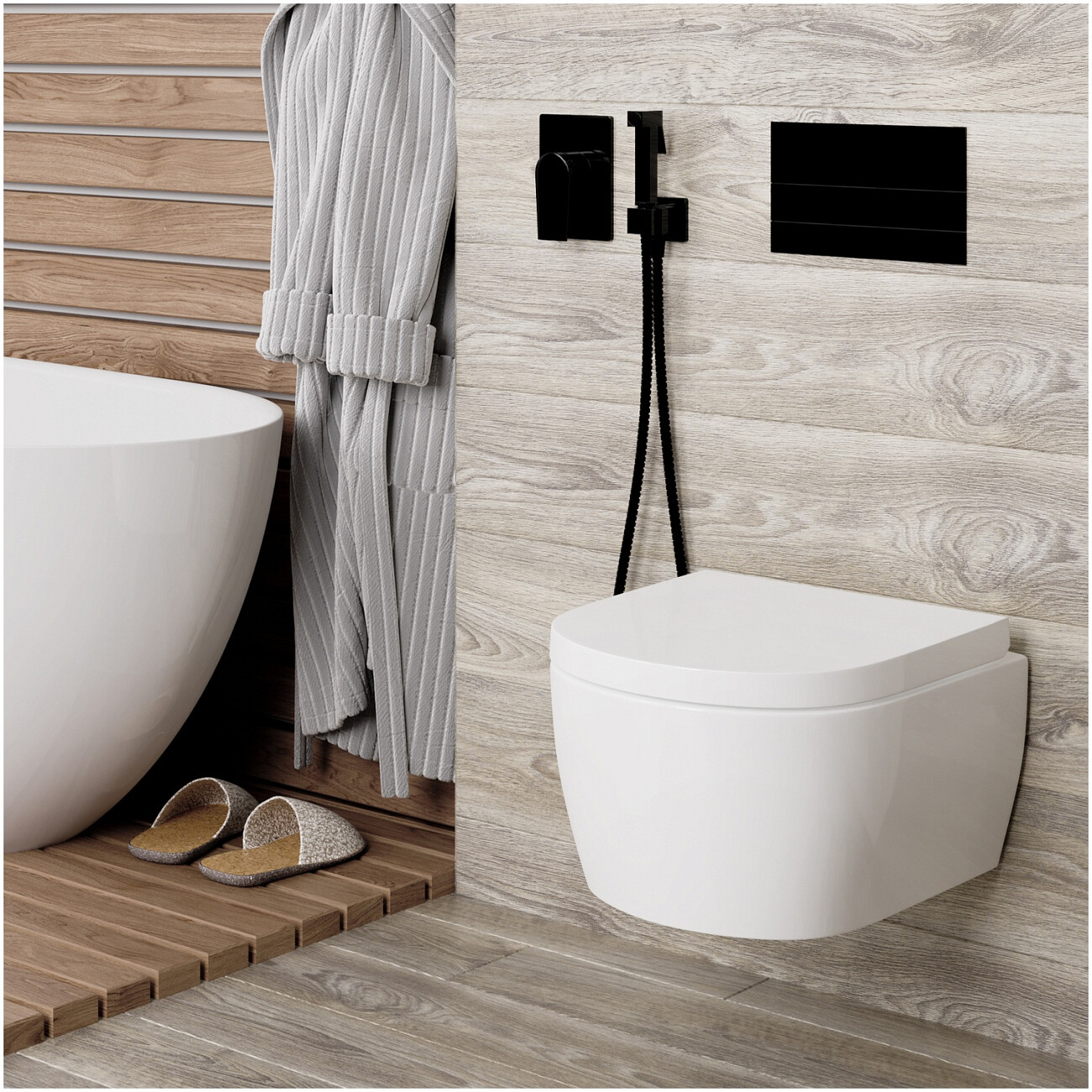 Гигиенический душ с встраиваемым смесителем черный Wasserkraft A66096 - изображение 2