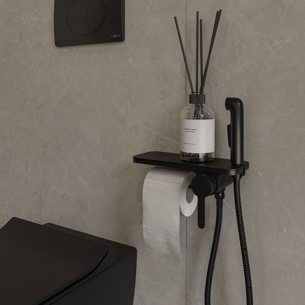 Гигиенический душ со смесителем с внутренней частью черный Stworki "Стокгольм" HFSG35030 - изображение 2