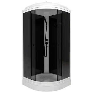 Душевая кабина четверть круга с низким поддоном 90х90 см белый Triton &quot;Грэй-Блэк А&quot; Щ0000067302