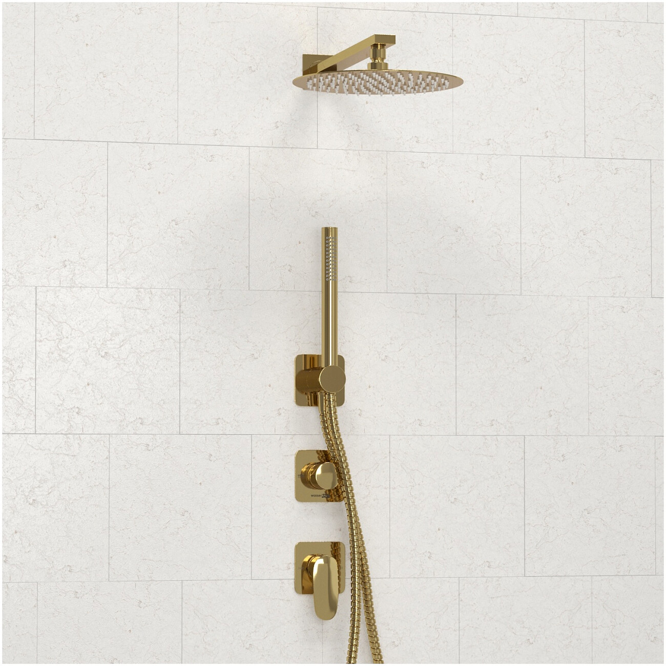 Душевой комплект с верхним душем и смесителем золотой Wasserkraft A2151.277.183.208.280.197.281 - изображение 3