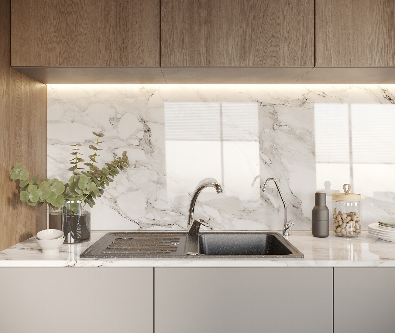 Мойка кухонная из искусственного мрамора прямоугольная 51х78 см черная Domaci "Бьелла" DMC-78 - изображение 3