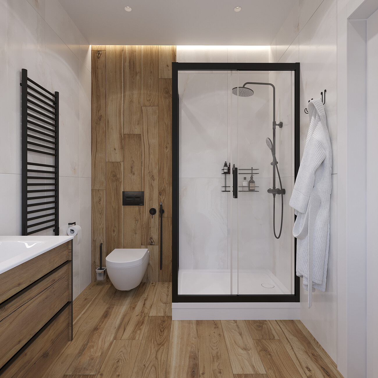 Душевая стойка с верхним душем и термостатом черная Stworki "Рандерс" RD-04b - изображение 7