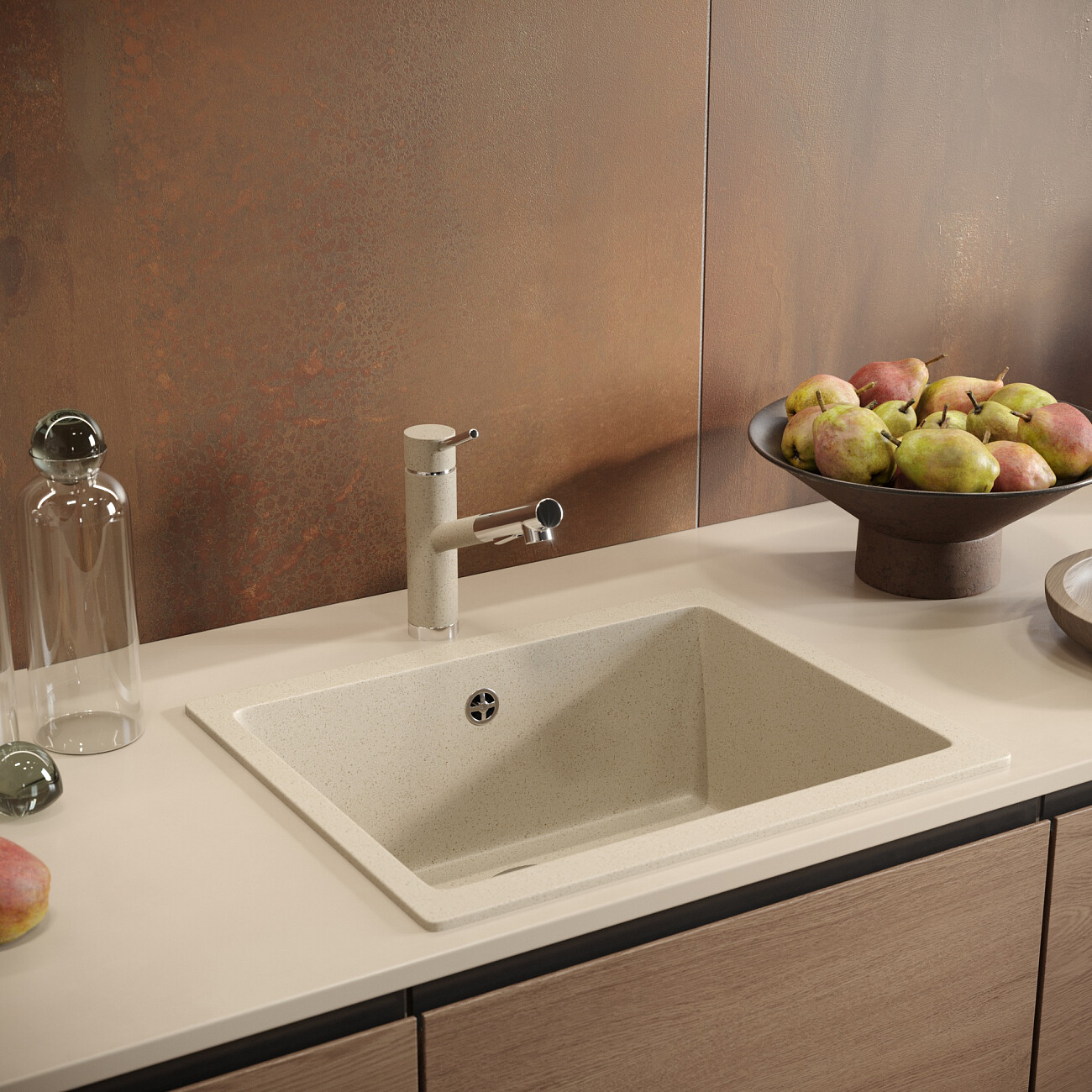 Смеситель для кухни однорычажный с выдвижным изливом берилл Domaci "Солерно" DC-3012 - изображение 4