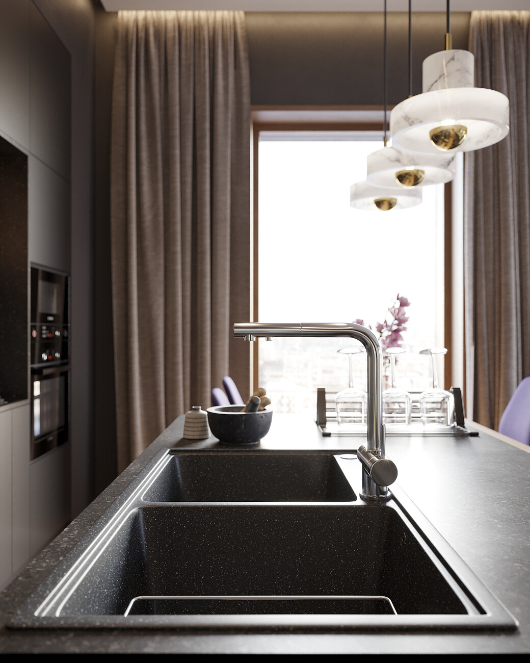 Мойка кухонная с дополнительной чашей черная Domaci "Бьелла" DMC-85K черная - изображение 6