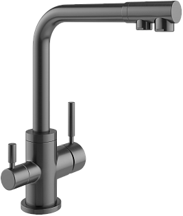 Смеситель для кухни однорычажный с изливом для фильтрованной воды черный Domaci &quot;Равенна&quot; DCB 3003N