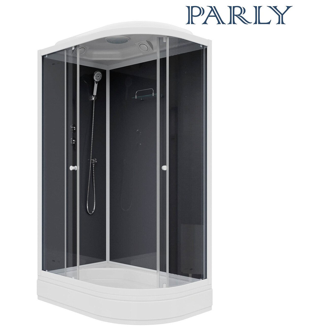 Душевая кабина ассиметричная левая со средним поддоном 80х120 см черная, белая Parly CM121L - изображение 8