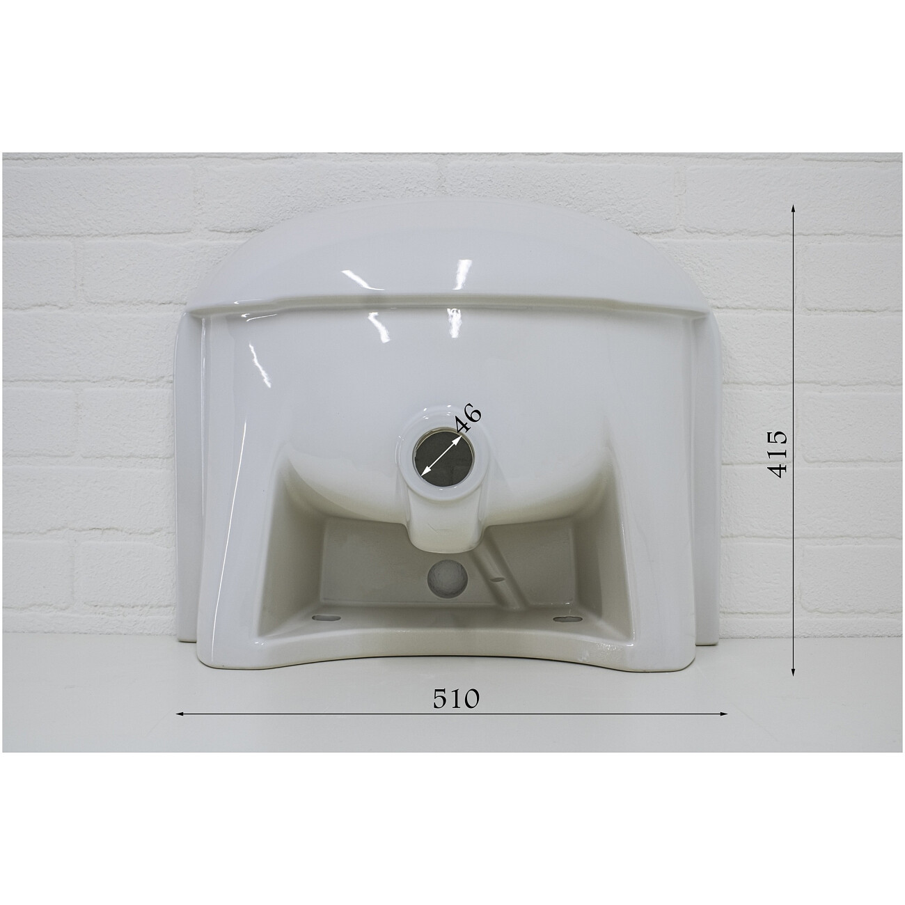 Раковина накладная фарфоровая полукруглая 42х51 см белая Универсал "Элегия-50" БП-Д000000497 - изображение 5