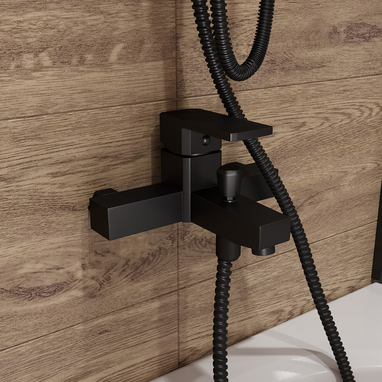 Смеситель для ванны с душем черный Diwo "Суздаль" SU-02b - изображение 3