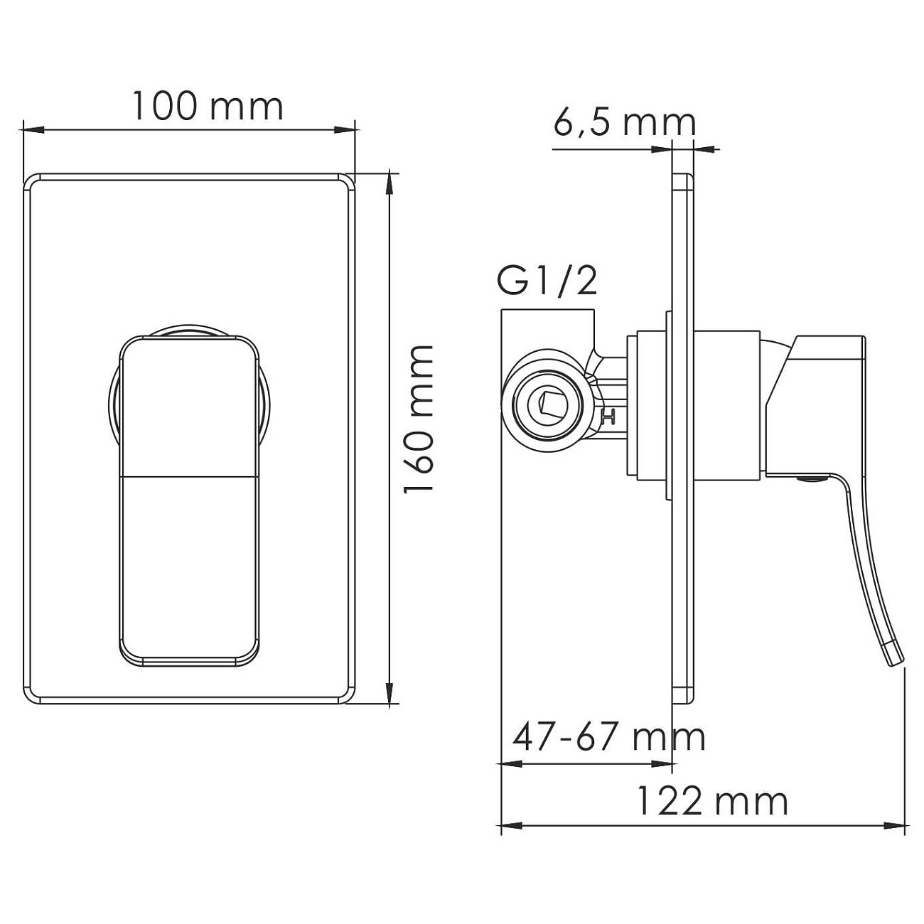Смеситель для душа встраиваемый из латуни хром Wasserkraft 10651 - изображение 4