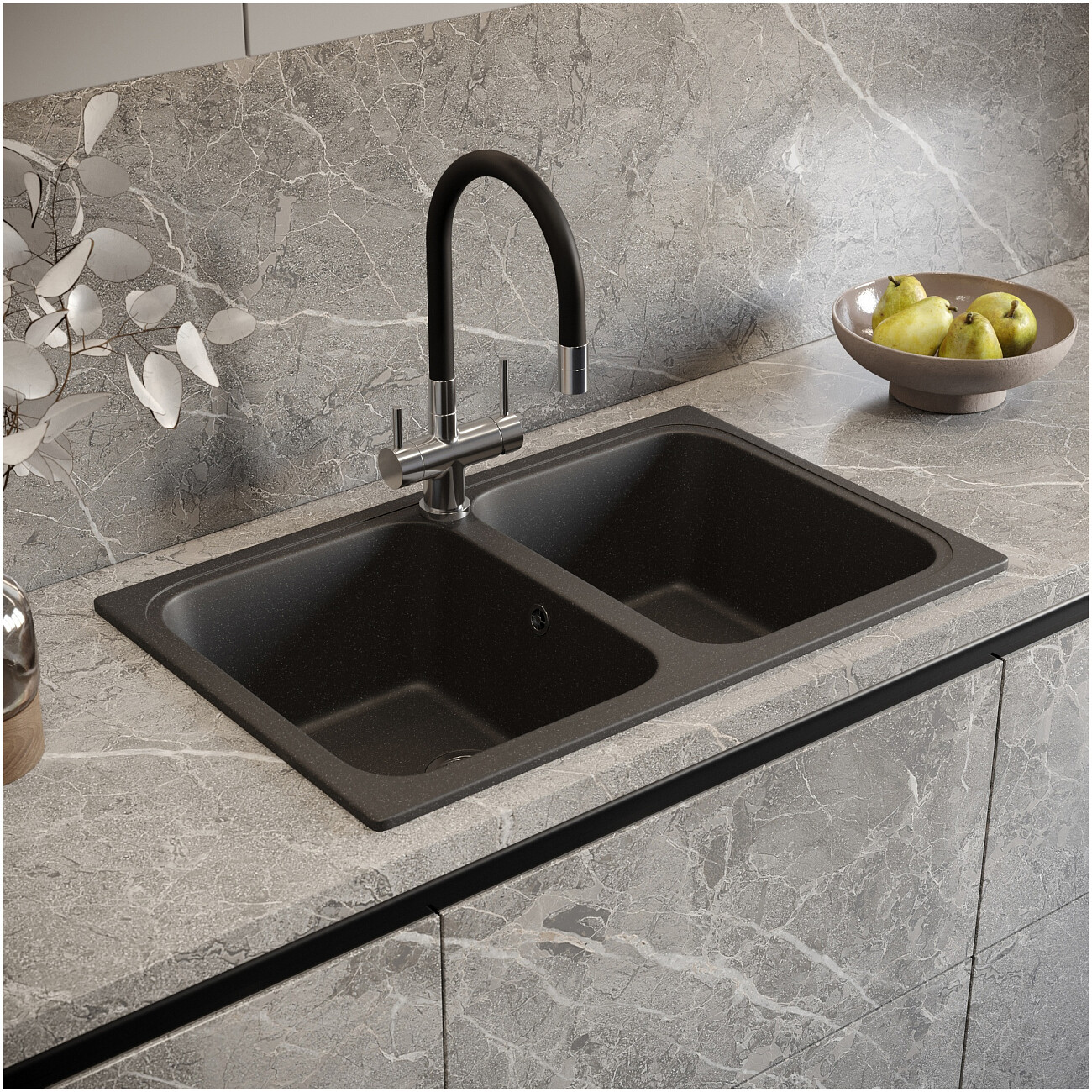 Мойка кухонная антрацит Domaci "Болонья" М-20-007 - изображение 8