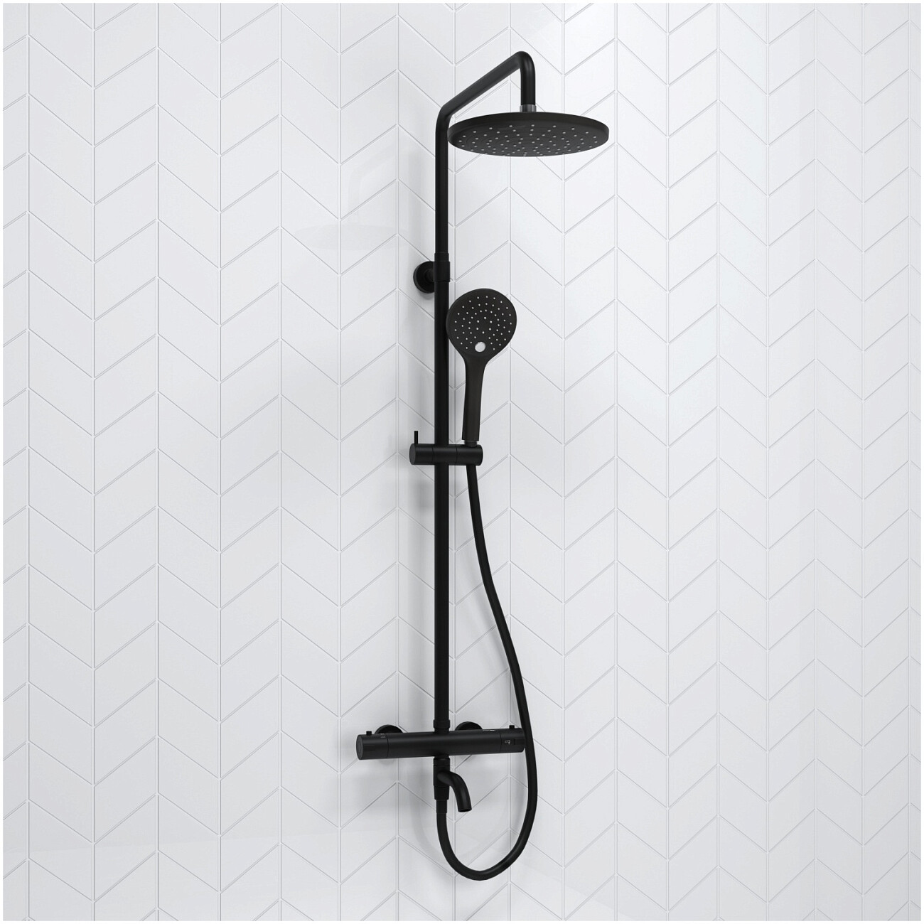 Душевой комплект с верхним душем и лейкой черный Wasserkraft A288.077.078.BM Thermo - изображение 2