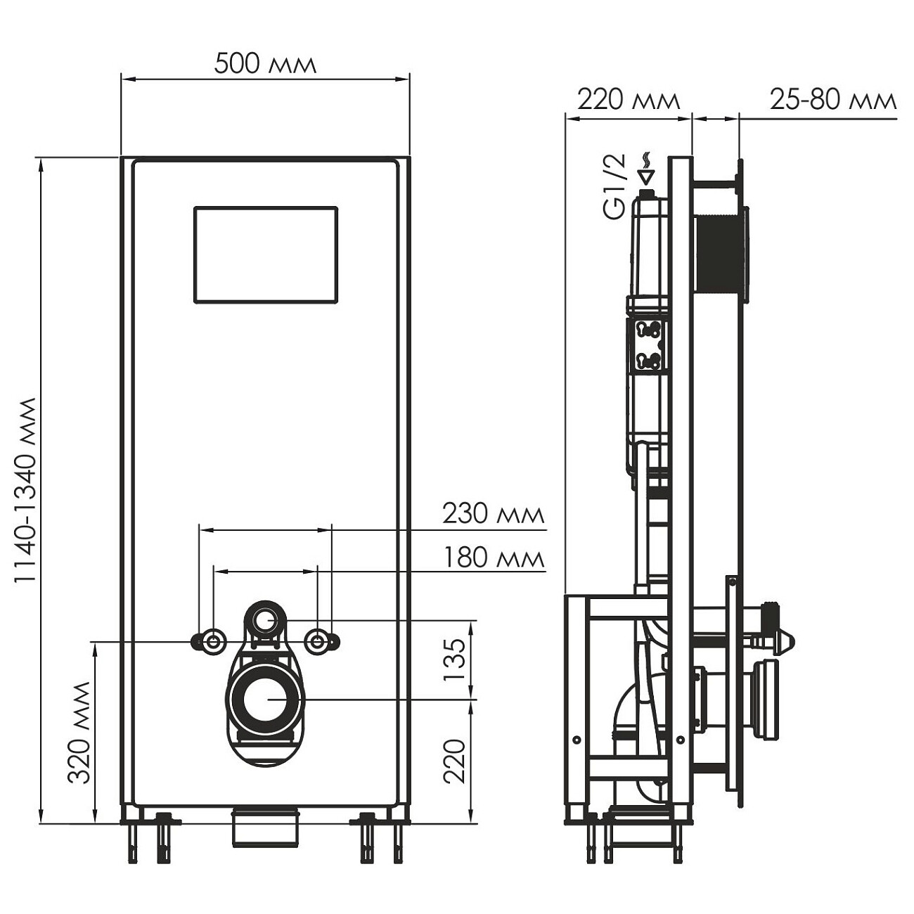 Инсталляция для подвесного унитаза с кнопкой смыва белая Glan 66TLT.010.ME.WH.WM02 - изображение 2