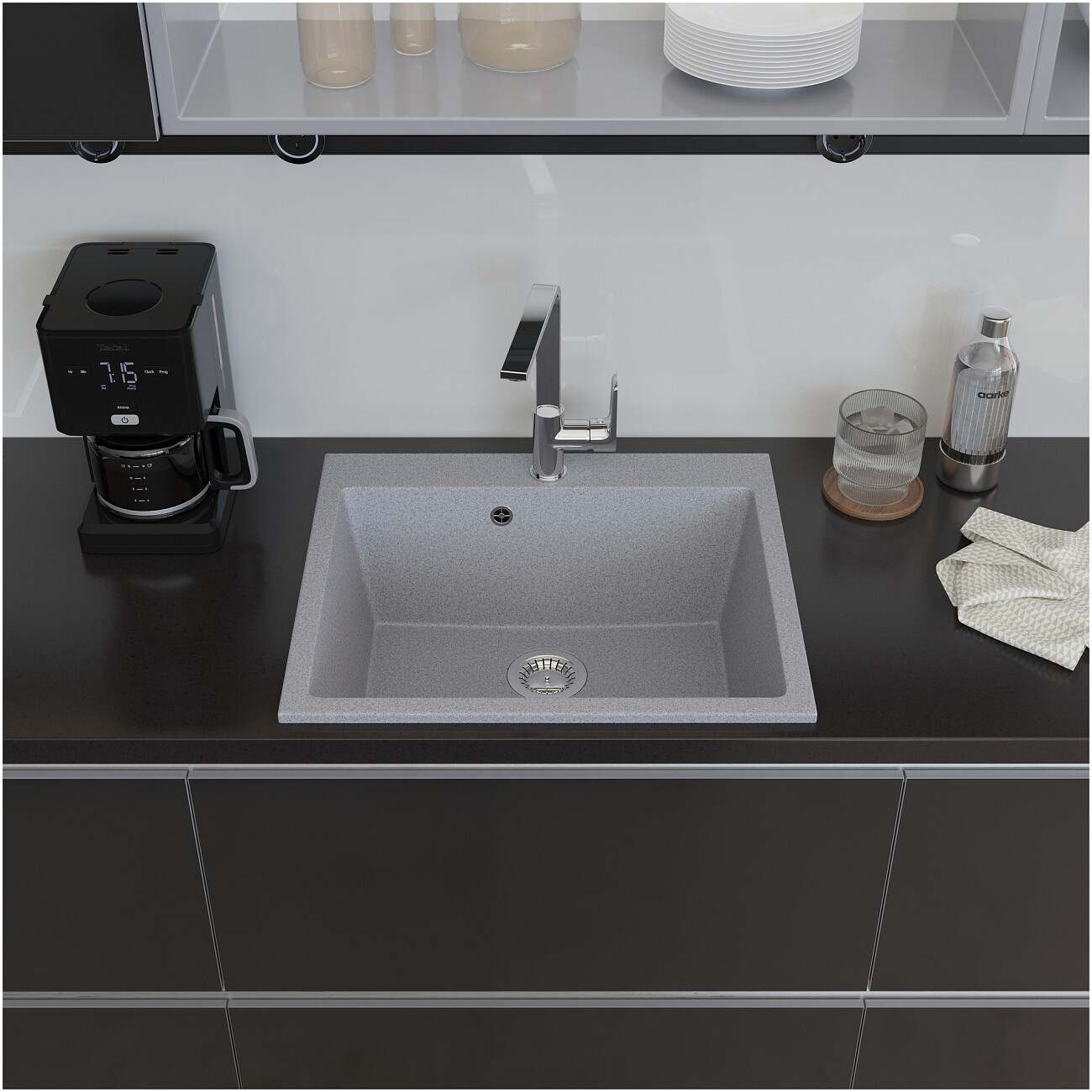 Мойка кухонная серая Domaci "Болонья" М-44-005 - изображение 7