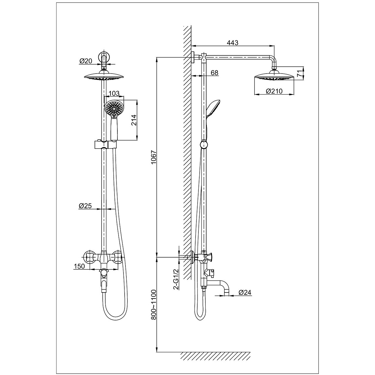 Душевой комплект хром D&K Hessen Grimm DA1384701E09 - изображение 2