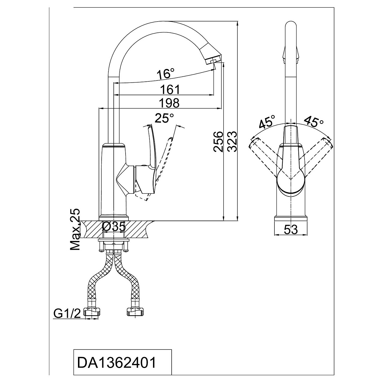 Смеситель для кухни латунный хром D&K Rhein Valerius DA1362401 - изображение 2