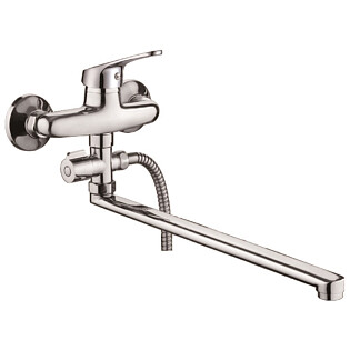 Смеситель для ванны с душевой лейкой и длинным изливом хром D-Lin D140302-2