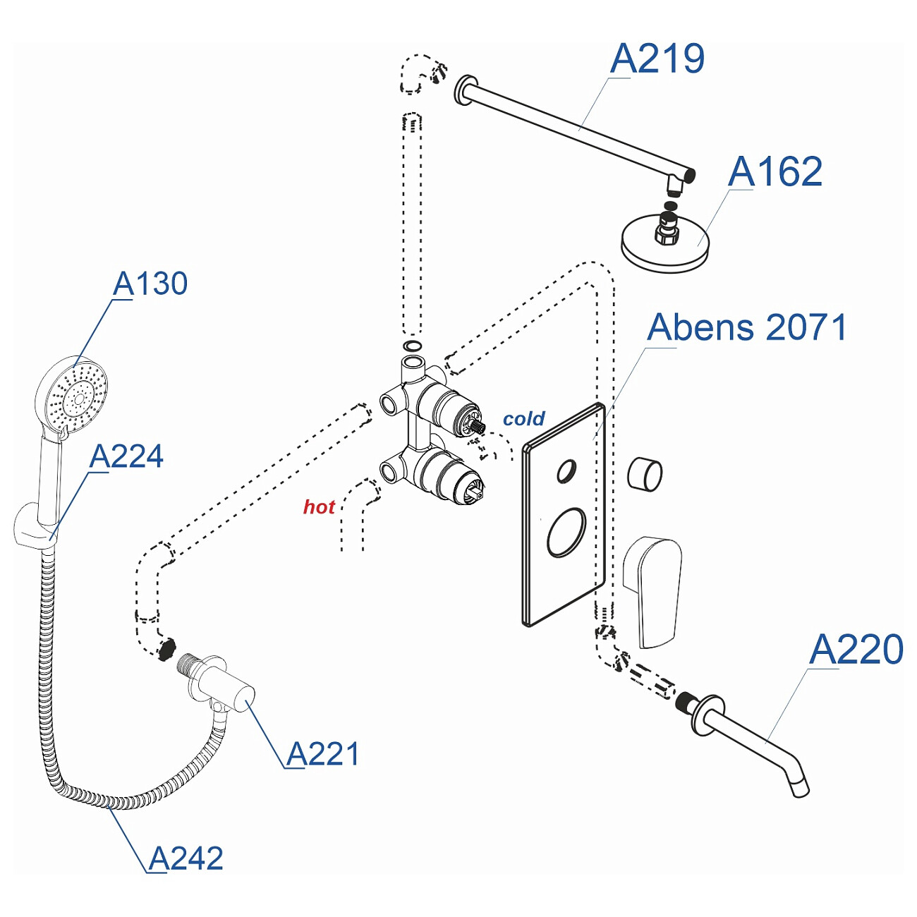 Душевой комплект для ванны черный Wasserkraft A172071 SET2612 - изображение 3