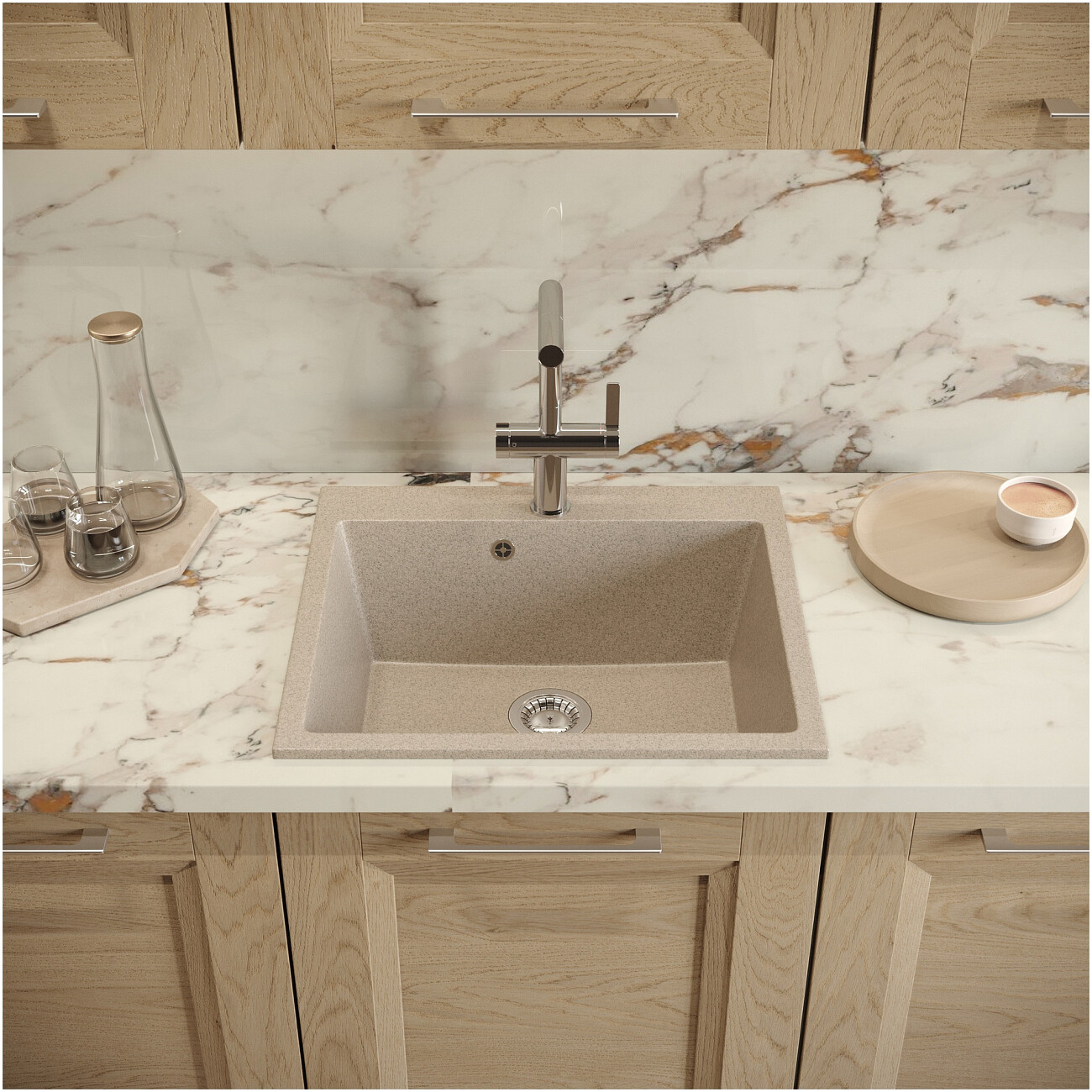 Мойка кухонная песочная Domaci "Болонья" М-44-004 - изображение 7