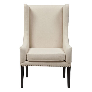 Кресло с мягкими подлокотниками белое Nailhead Fabric Armchair