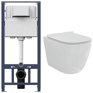 Унитаз подвесной белый Creto Logan L1 1001-001-L1W с инсталляцией Am.Pm Pro I012704