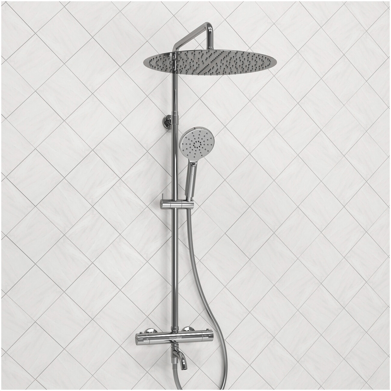 Душевой комплект с верхним душем и лейкой хром Wasserkraft A188.117.127.087.CH Thermo - изображение 2