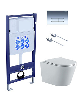 Унитаз белый Aquatek &quot;Вега&quot; AQ1905-00 с инсталляцией INS-0000012-01 и кнопкой хром KDI-0000016