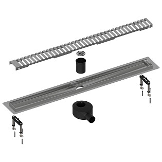 Душевой лоток с вставкой &quot;lines&quot; хром Timo Drain System 900