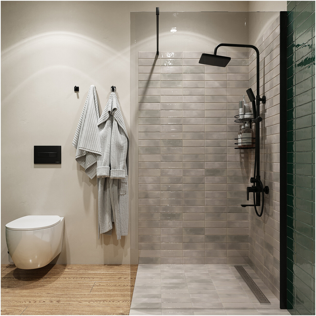 Душевая перегородка с держателем 100 см прозрачная, черная Diwo "Орёл" DS-OR-100-BL - изображение 4