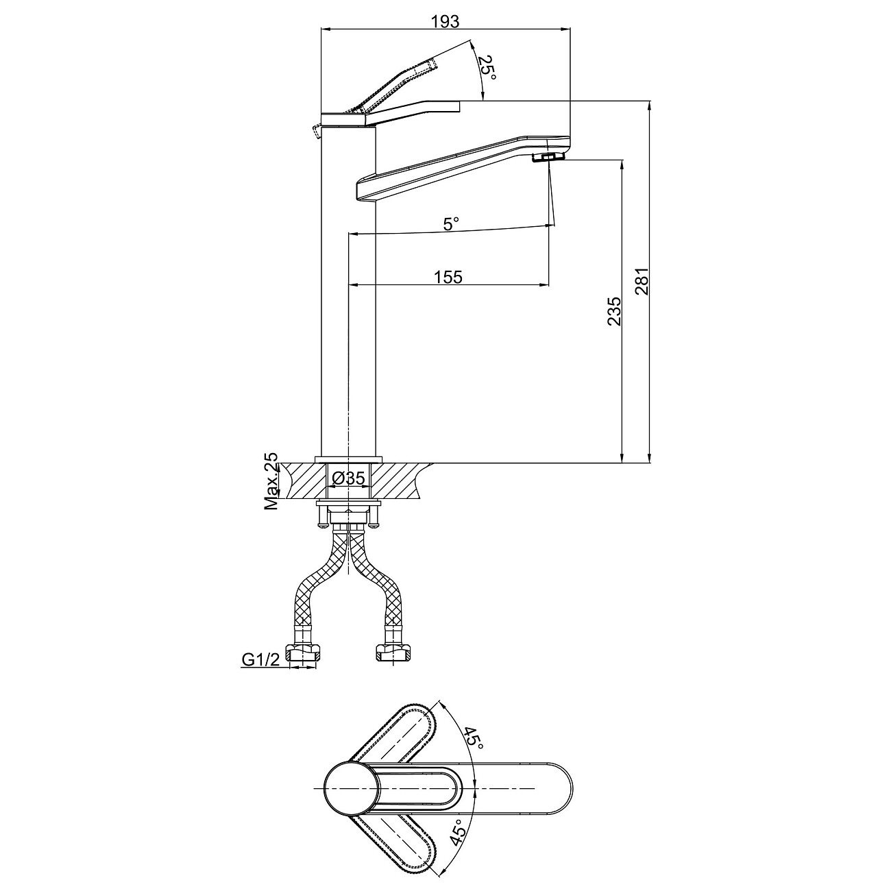 Смеситель для раковины однорычажный хром D&K Venice Rialto DA1062041 - изображение 2
