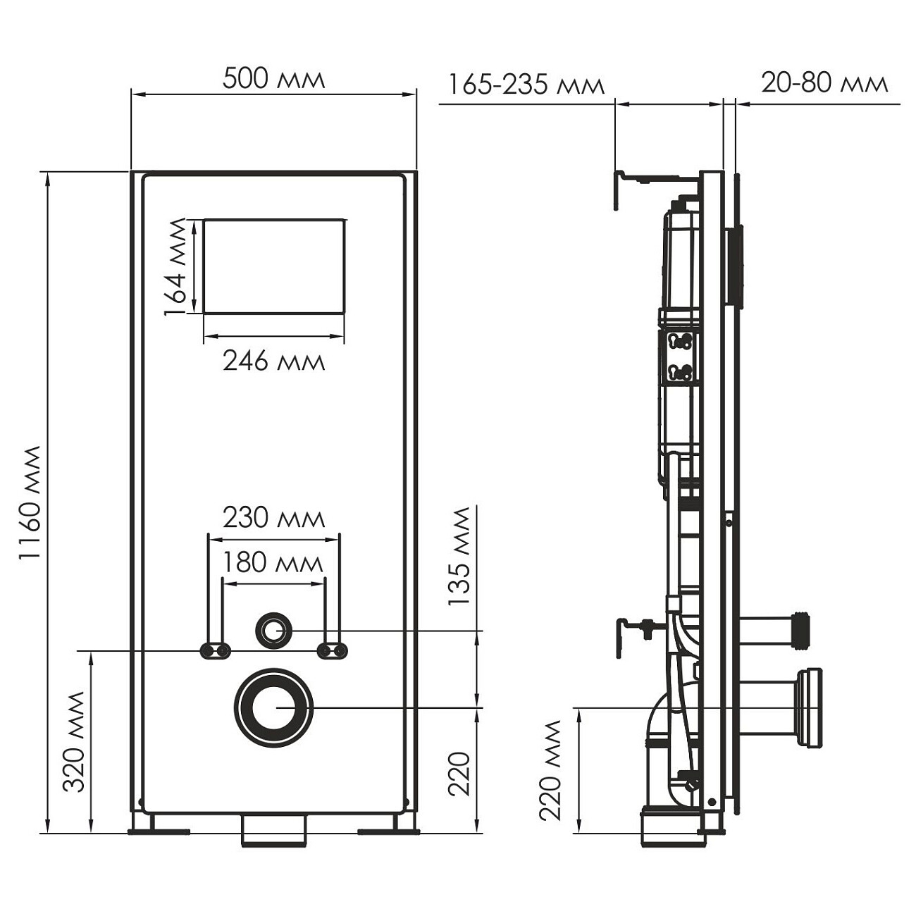 Инсталляция для подвесного унитаза с кнопкой смыва белая Abens 20TLT.010.ME.WH.MB04 - изображение 2