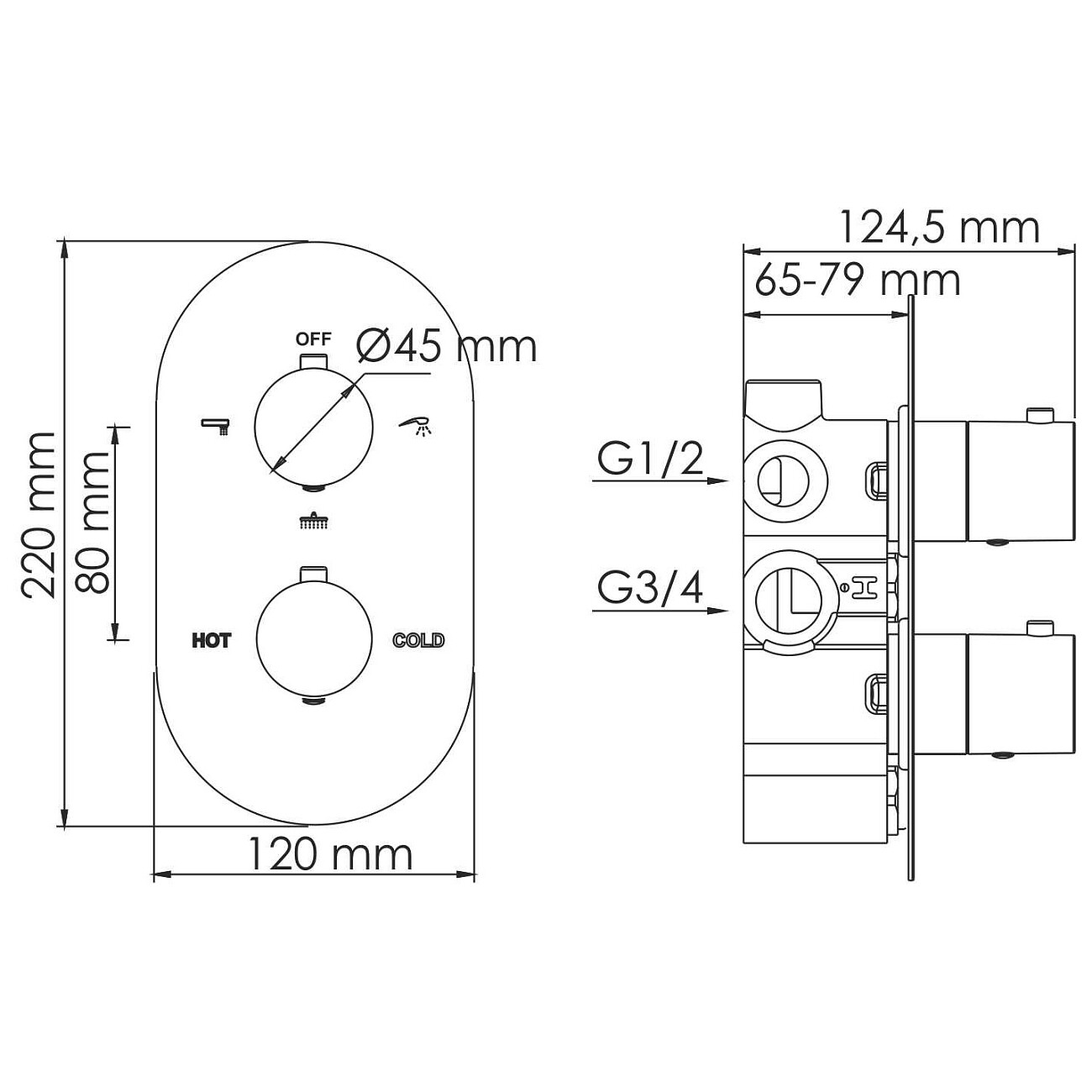 Смеситель для ванны и душа встраиваемый термостатический черный Wasserkraft 7444 Thermo - изображение 4