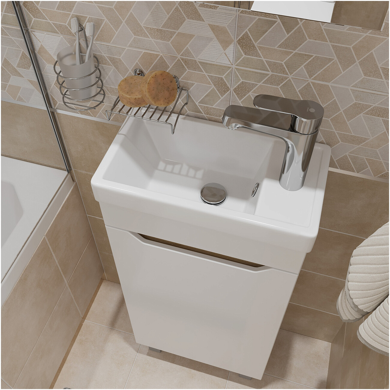 Раковина фарфоровая накладная 41 см белая Diwo "Енисей" 40 RDE-40 - изображение 4