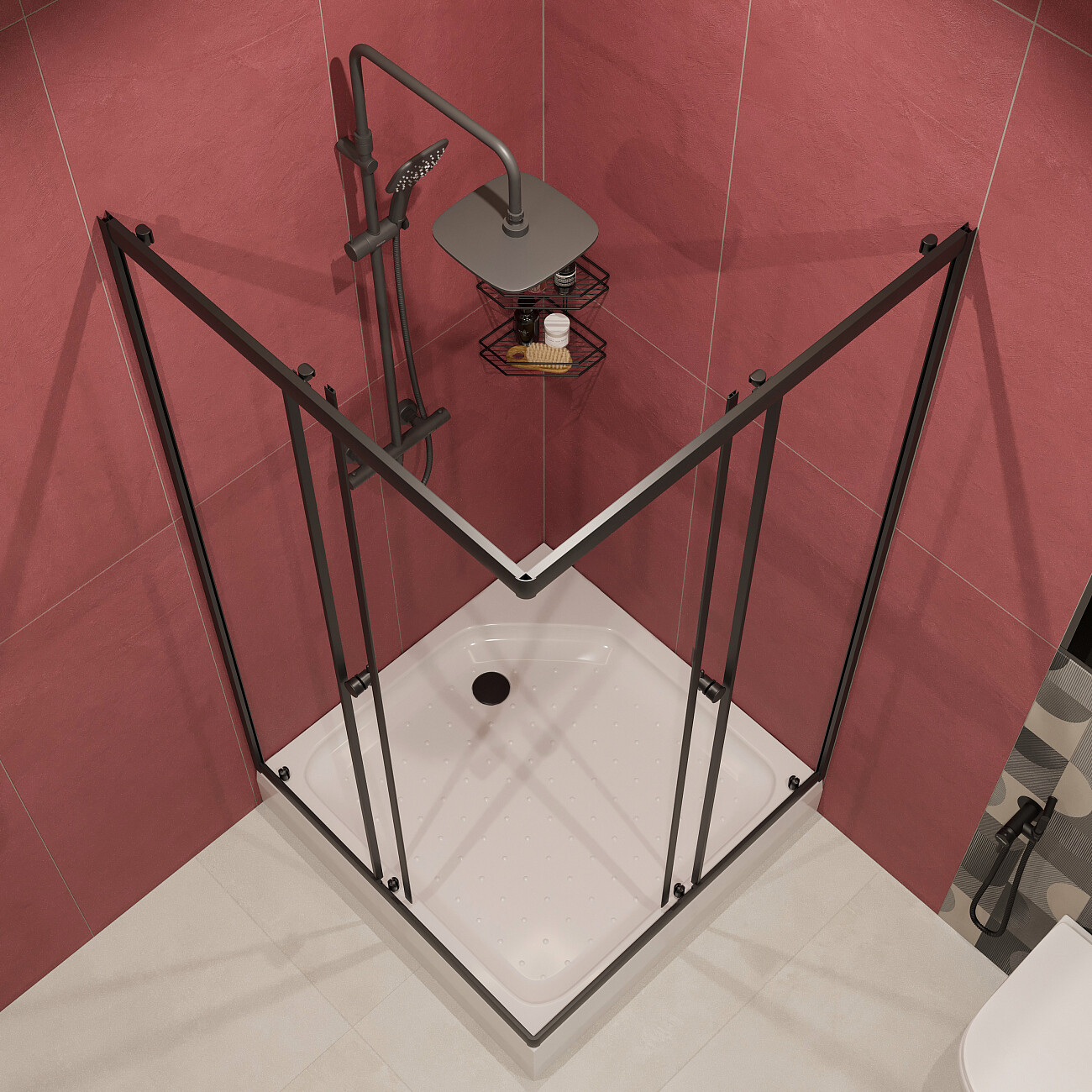 Душевой уголок квадратный 100х100 см черный Diwo "Анапа" Щ0000055507 - изображение 8