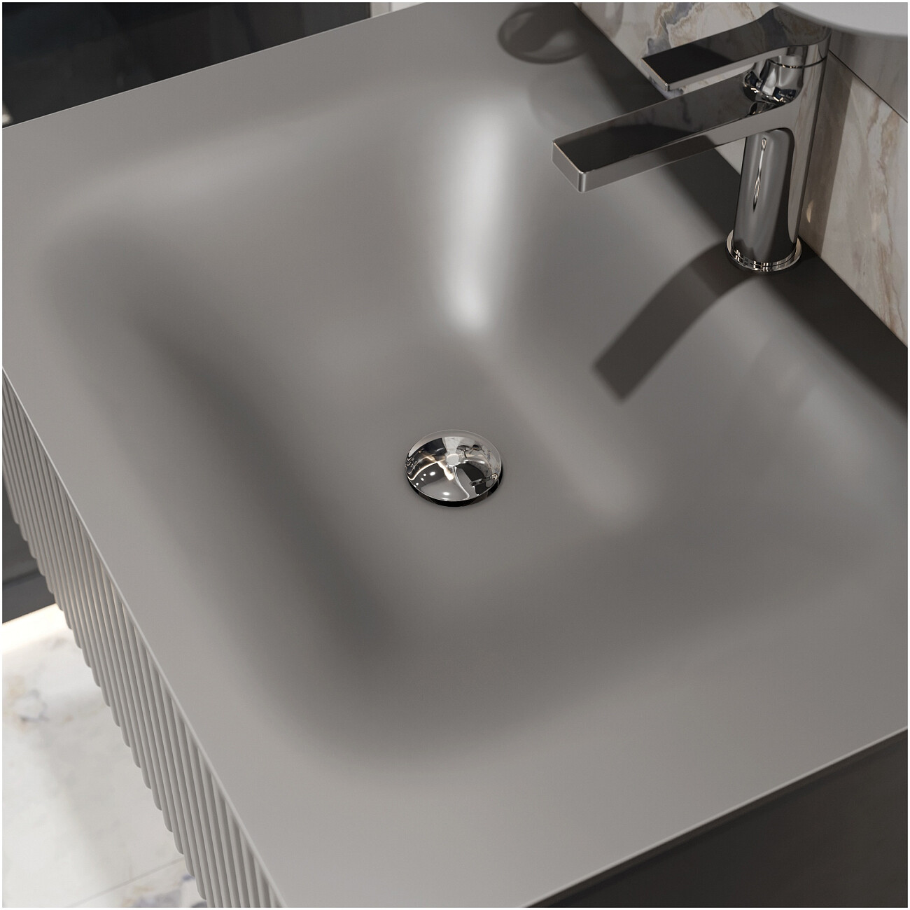 Раковина мебельная стеклянная 70 см серая Stworki "Вестфолл" - изображение 4