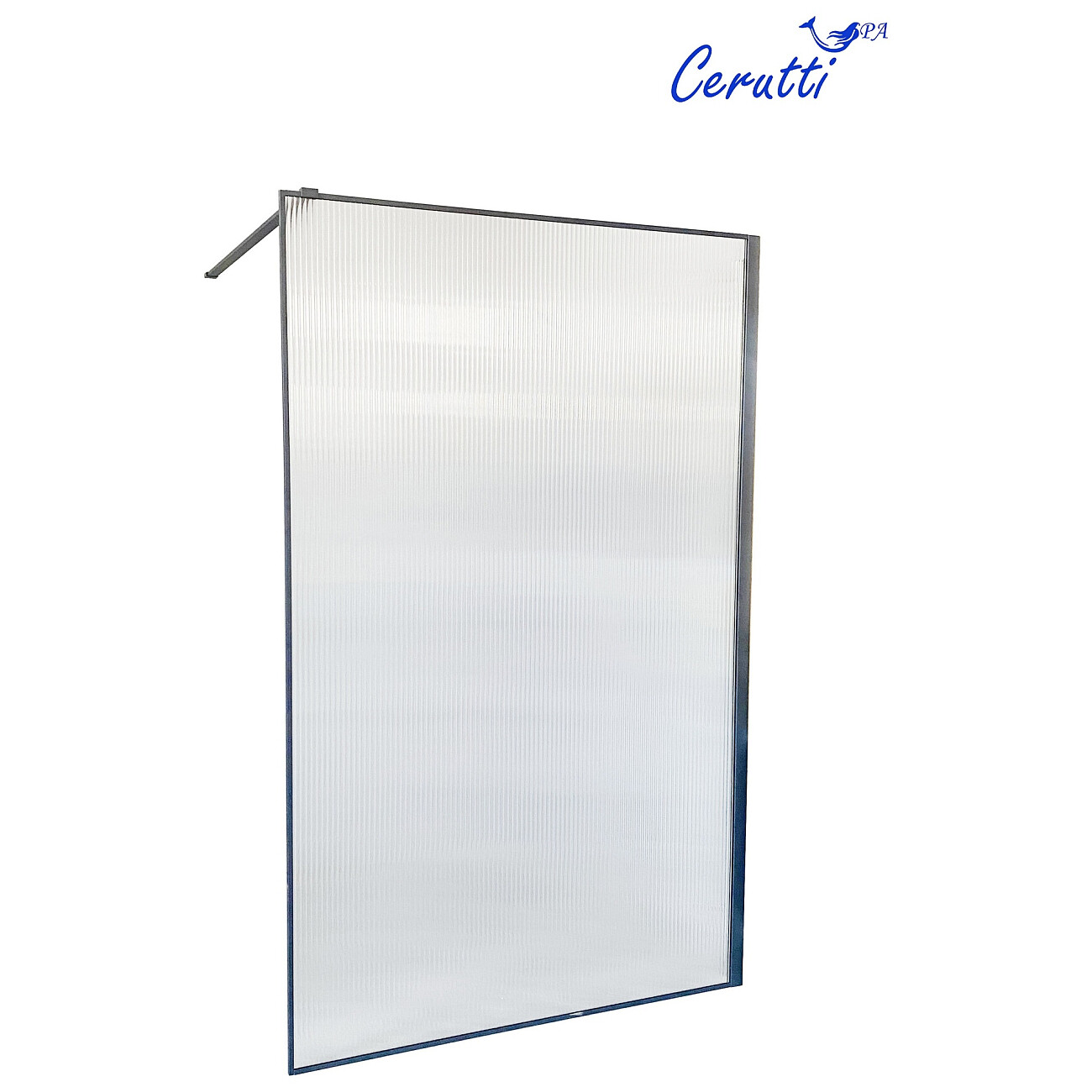 Душевая перегородка стеклянная 190х90 см гофрированная, черная Cerutti SPA STRIP T90 - изображение 3