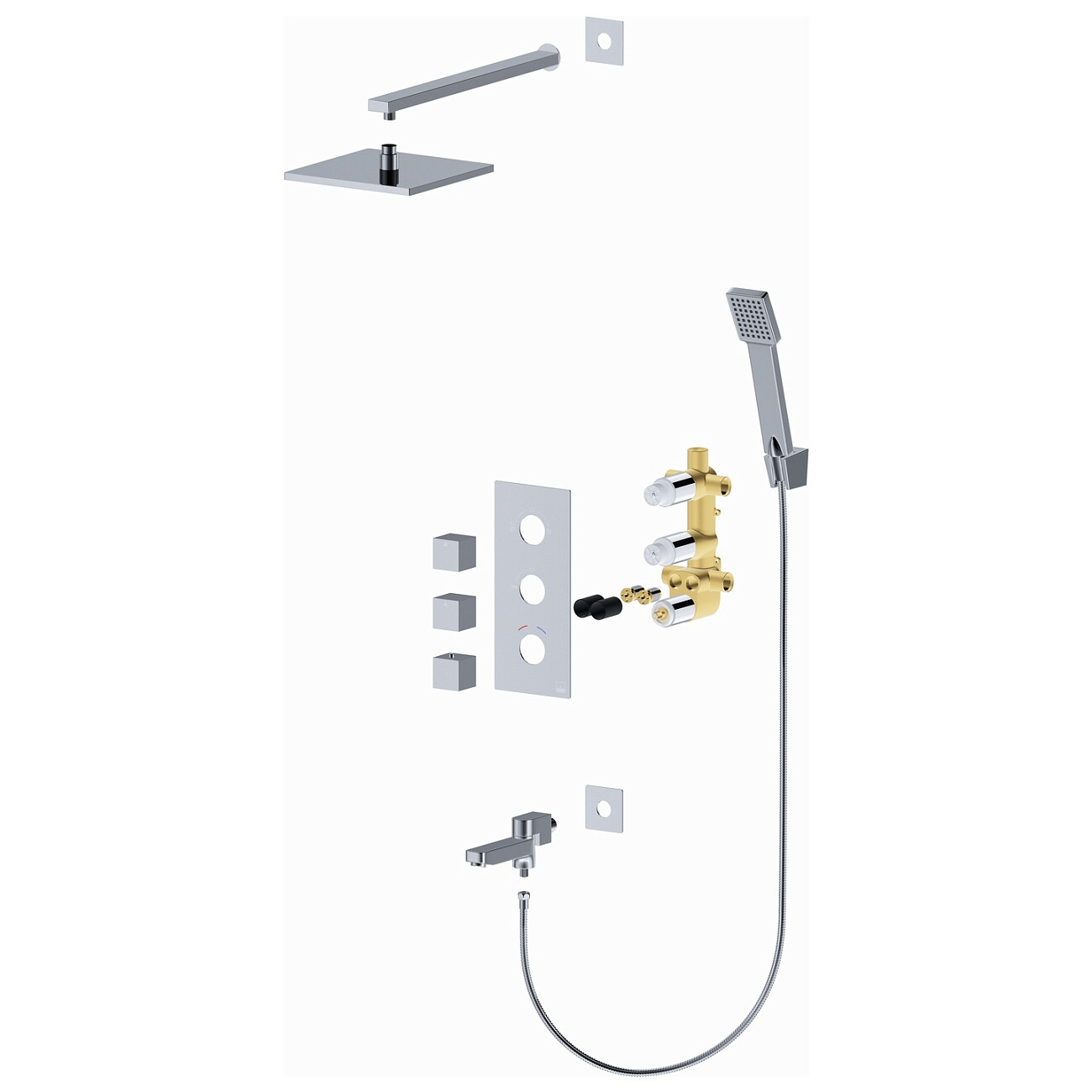 Душевой комплект встроенный с термостатом и тропическим душем хром Timo Tetra-thermo SX-0199-00SM - изображение 3