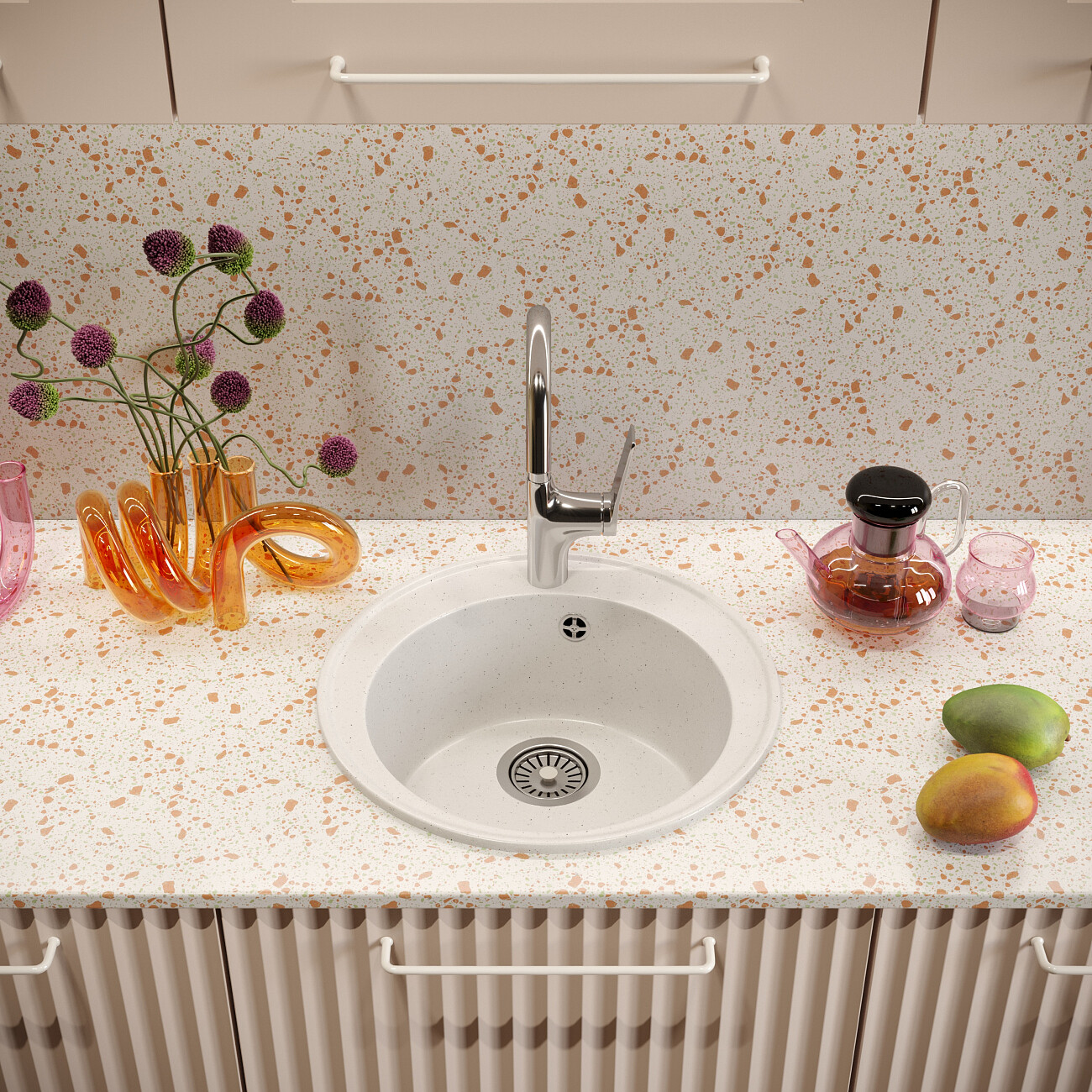 Мойка кухонная белая Domaci "Палермо" PR-475-001 - изображение 8