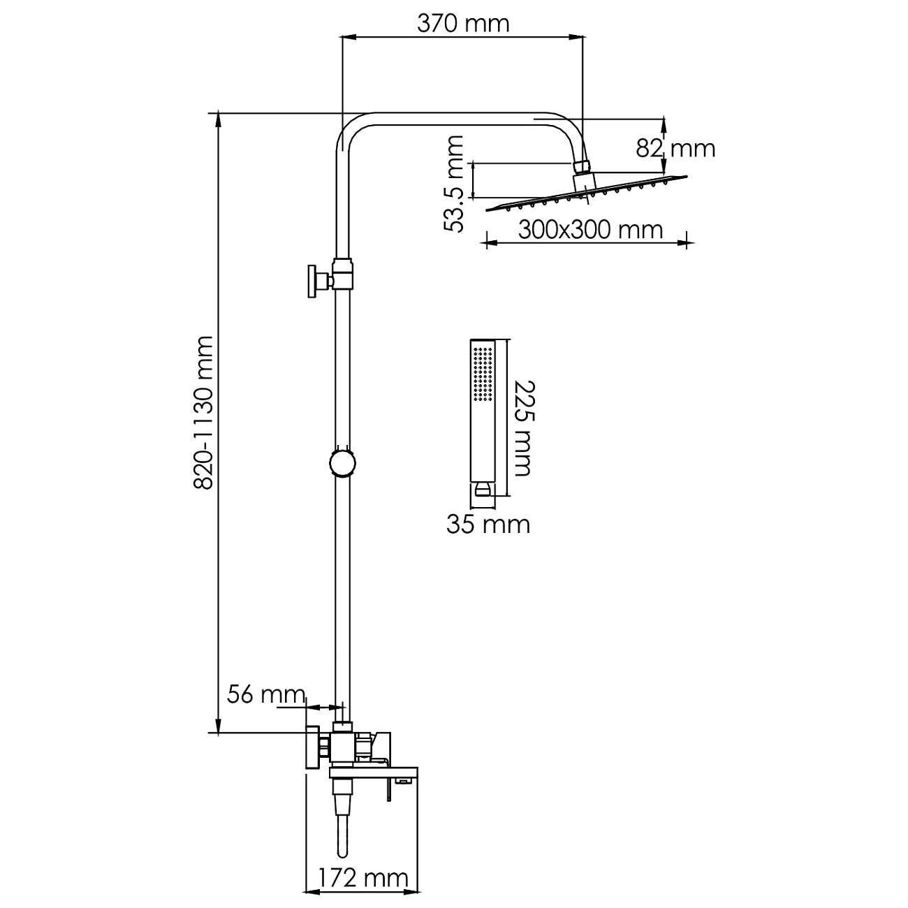 Душевой комплект с тропическим душем и смесителем для душа черный Wasserkraft A277.162.218.BM - изображение 3