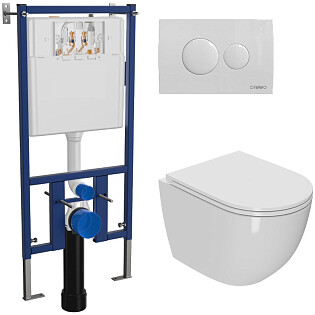 Унитаз Bauedge Bau Dream Hurricane-2 BL0001-HQ2 с инсталляцией Diwo 4501, с кнопкой белой 7310