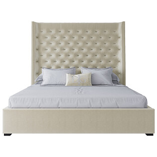 Кровать двуспальная с мягким изголовьем 180х200 бежевая Jackie King