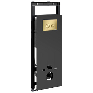 Инсталляция для подвесного унитаза с золотой матовой кнопкой Wasserkraft Salm 27TLT.010.ME.BL.MG01