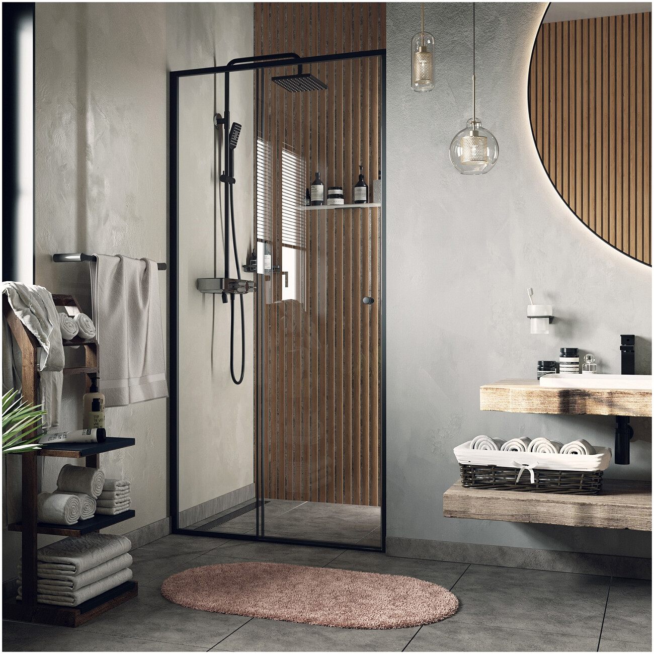 Душевая дверь раздвижная 110х200 см прозрачная, черная Wasserkraft Dill 61S13 - изображение 2