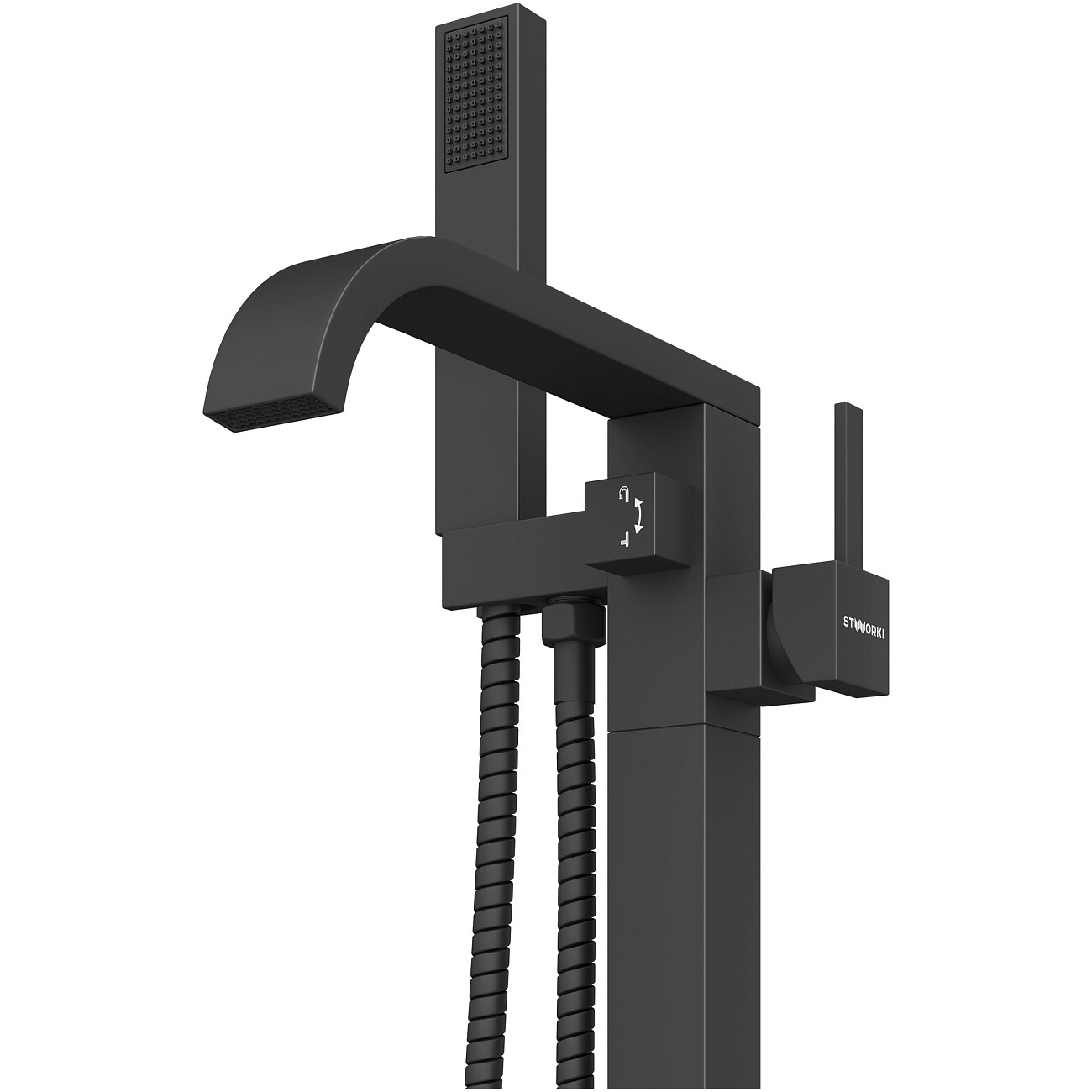 Смеситель напольный для ванны с душем черный Stworki "Эстерсунд" S31080BK - изображение 8