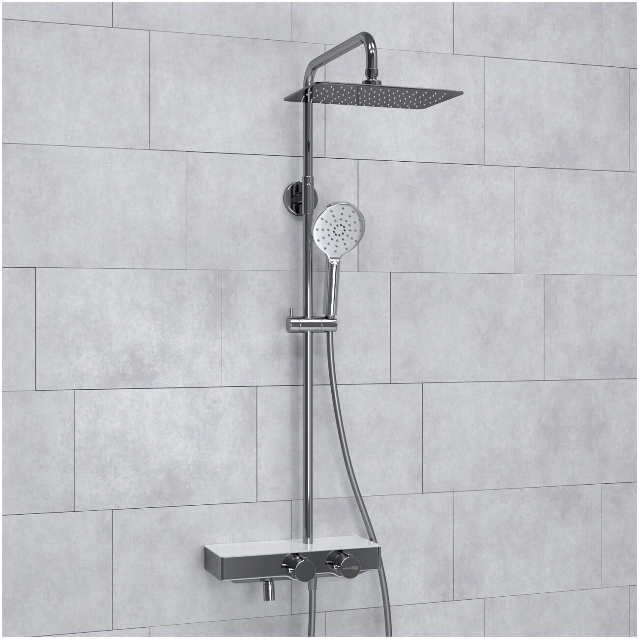 Душевой комплект с верхним душем и лейкой хром Wasserkraft A113.069.127.CH Thermo - изображение 2